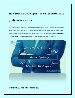 How Best SEO Company in UK provide more profit to businesses