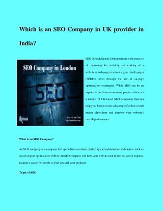 Which is an SEO Company in UK provider in India