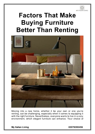 Factors That Make Buying Furniture Better Than Renting