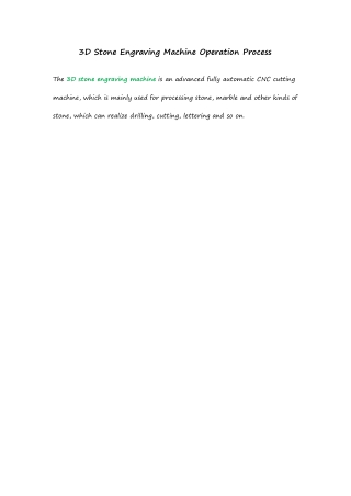 2 3D Stone Engraving Machine Operation Process