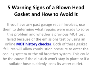 5 Warning Signs of a Blown Head Gasket and How to Avoid It