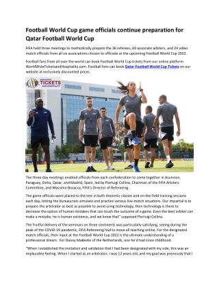 Football World Cup game officials continue preparation for Qatar Football World Cup