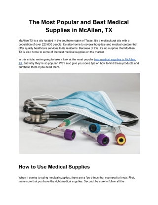 The Most Popular and Best Medical Supplies in McAllen, TX