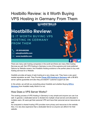 Hostbillo Review: is it Worth Buying VPS Hosting in Germany From Them