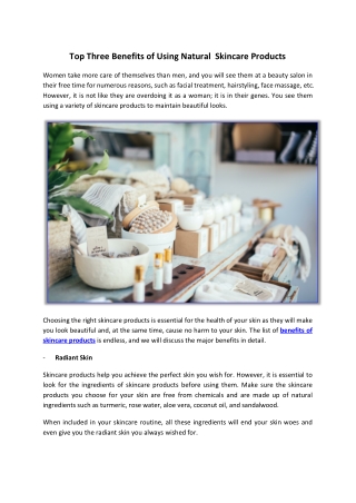Top Three Benefits of Using Natural  Skincare Products