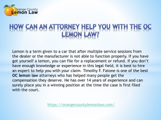 Best OC Lemon Law Attorney | Orange County Lemon Law
