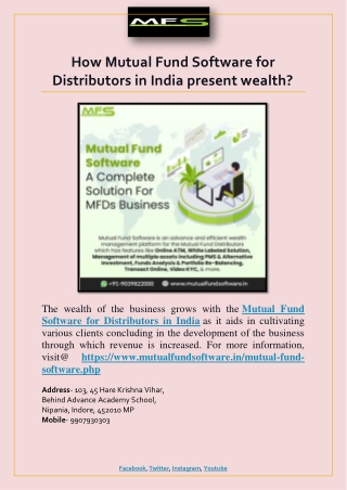 How Mutual Fund Software for Distributors in India present wealth