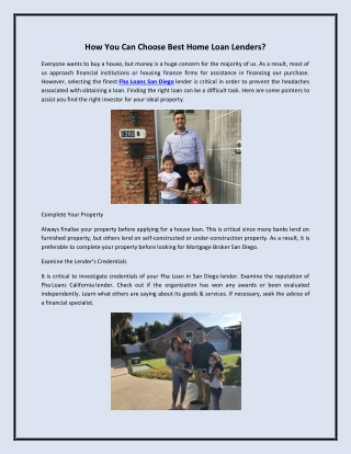 How You Can Choose Best Home Loan Lenders