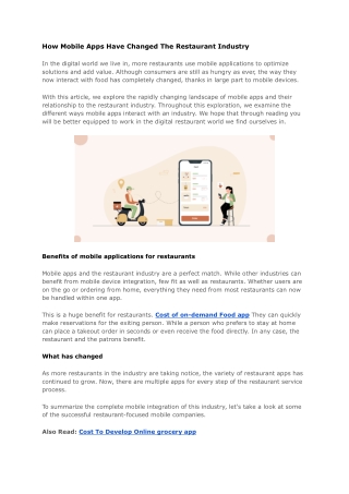 How mobile apps have changed the restaurant industry - Google Docs