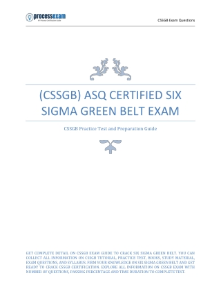 (CSSGB) ASQ Certified Six Sigma Green Belt Exam: Study Guide PDF