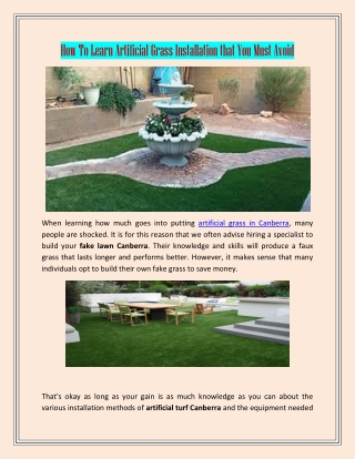 How To Learn Artificial Grass Installation that You Must Avoid
