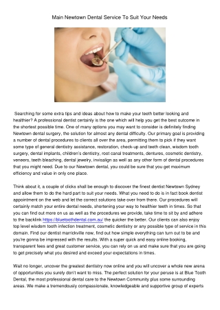 MainNewtownDentalServiceToSuitYourNeeds