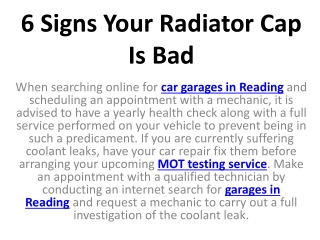6 Signs Your Radiator Cap Is Bad