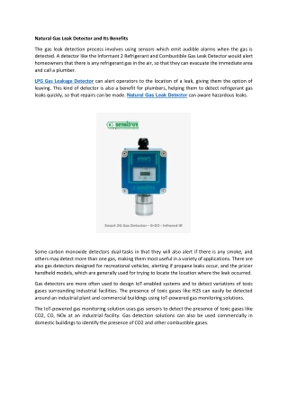 Natural Gas Leak Detector and Its Benefits