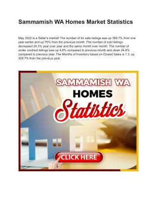 Sammamish WA Homes Market Statistics