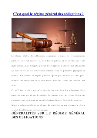 Tout savoir sur le régime général des obligations.