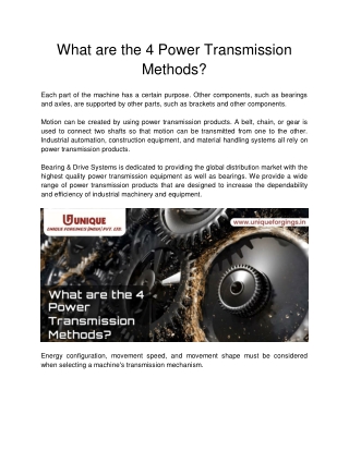 What are the 4 Power Transmission Methods_