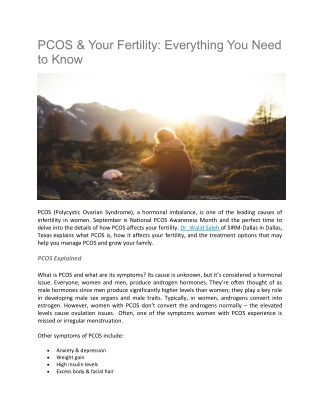Impact of PCOS on Fertility - Center for Reproductive Endocrinology