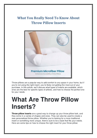 What You Really Need To Know About Throw Pillow Inserts