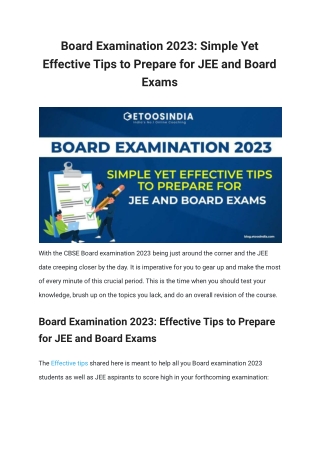 Board Examination 2023_ Simple Yet Effective Tips to Prepare for JEE and Board Exams