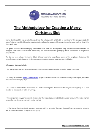 The Methodology for Creating a Merry Christmas Slot