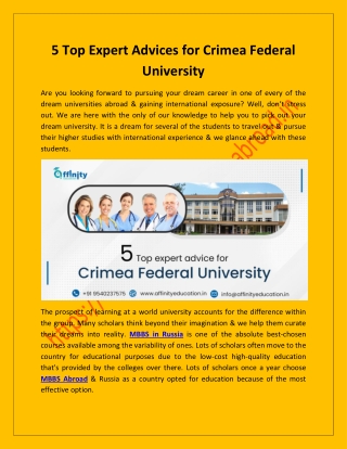 5 Top Expert Advices for Crimea Federal University