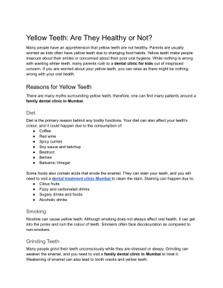 Yellow Teeth- Are They Healthy or Not