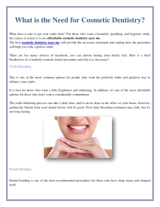 What is the Need for Cosmetic Dentistry?
