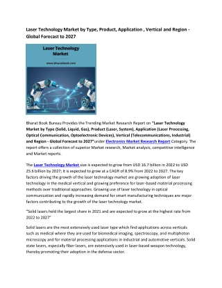 Global Laser Technology Market Research Report 2022-2027