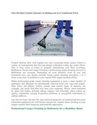 Hire the Best Carpet Cleaners in Melbourne at a Traditional Price