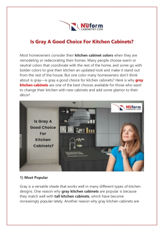 Is Gray A Good Choice For Kitchen Cabinets?