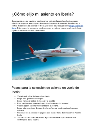 ¿Cómo elijo mi asiento en Iberia