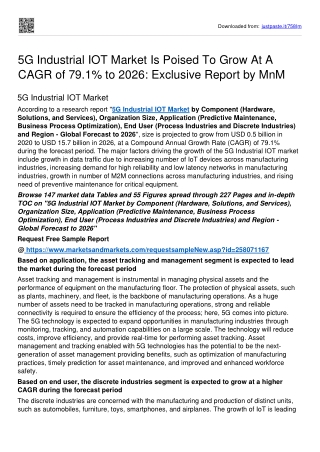 5G Industrial IOT Market To Reflect Impressive Growth Rate Worth USD 15.7 bn