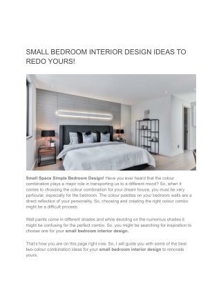 SMALL BEDROOM INTERIOR DESIGN IDEAS TO REDO YOURS