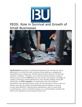 PEOS Role in Survival and Growth of Small Businesses