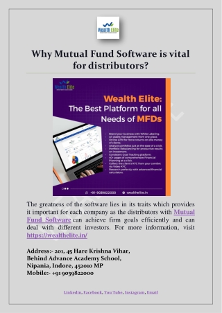 Why Mutual Fund Software is vital for distributors