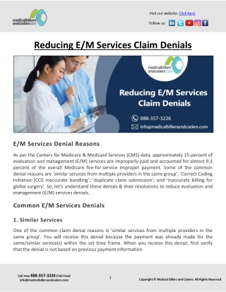 Reducing E/M Services Claim Denials