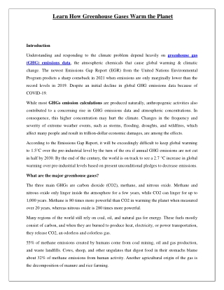 Learn How Greenhouse Gases Warm the Planet