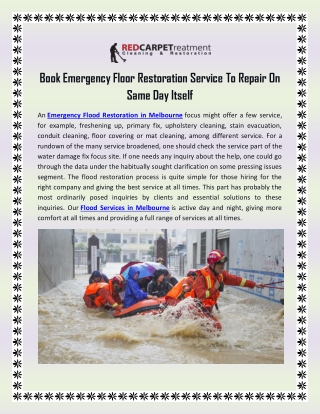 Book Emergency Floor Restoration Service To Repair On Same Day Itself