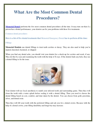What Are the Most Common Dental Procedures?