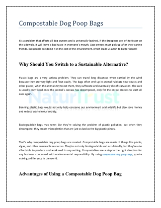 Compostable Dog Poop Bags