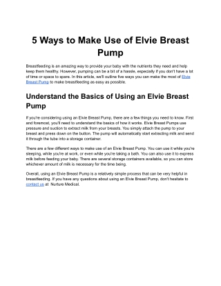 5 ways to make use of Elvie Breast Pump