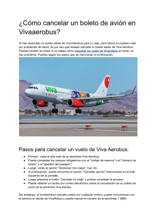 ¿Cómo cancelar un boleto de avión en Vivaaerobus