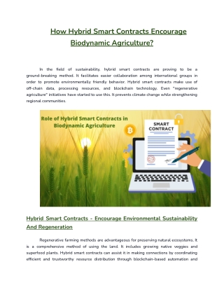 How Hybrid Smart Contracts Encourage Biodynamic Agriculture?