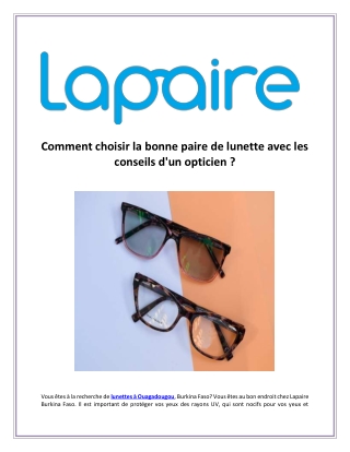 Comment choisir la bonne paire de lunette avec les conseils d'un opticien