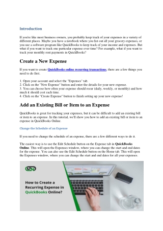 How to Create a Recurring Expense in QuickBooks Online?