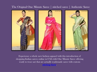 Buy Stitched Sarees Online In USA | Oneminutesaree