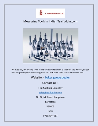 Measuring Tools In India| Tsaifuddin.com