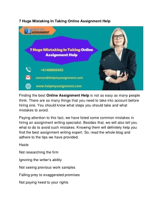 7 Huge Mistaking In Taking Online Assignment Help