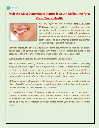 Visit the Most Dependable Dentist in South Melbourne for a Clean Dental Health